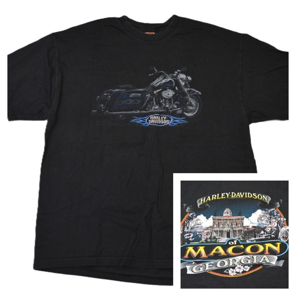 Vintage Harley Davidson Macon Georgia T Shirt Mens XL Black Made in USA 1998